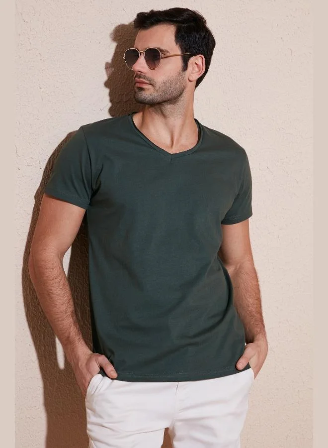 Buratti  Buratti Cotton Slim Fit V Neck Basic T Shirt Men's T SHIRT 5412001 for Men | Best Price UAE