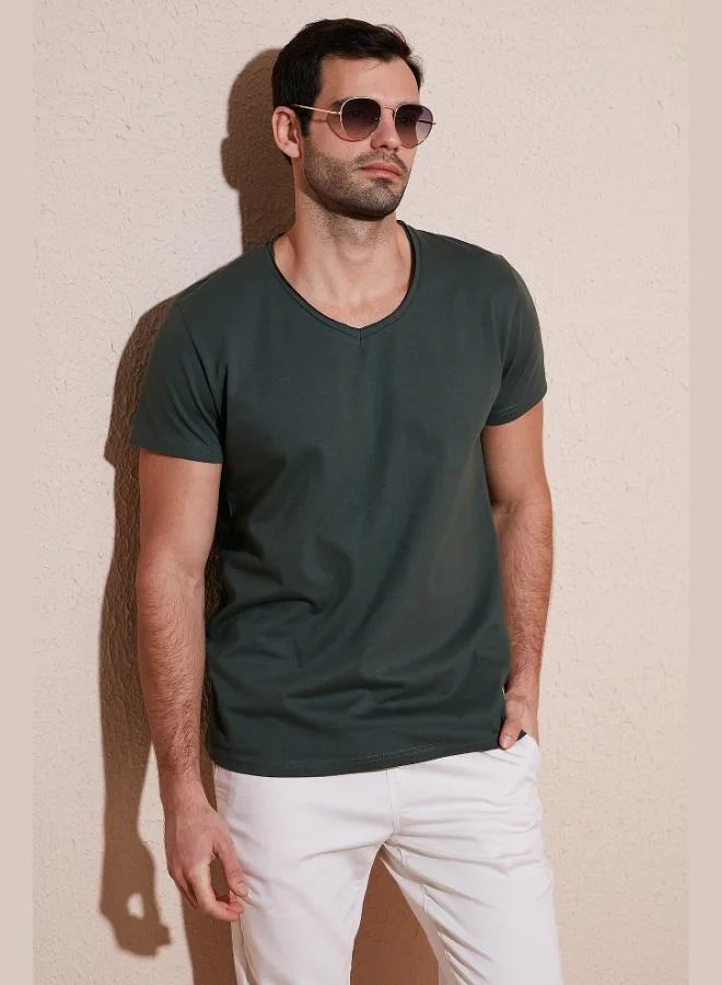 Buratti  Buratti Cotton Slim Fit V Neck Basic T Shirt Men's T SHIRT 5412001 for Men | Best Price UAE