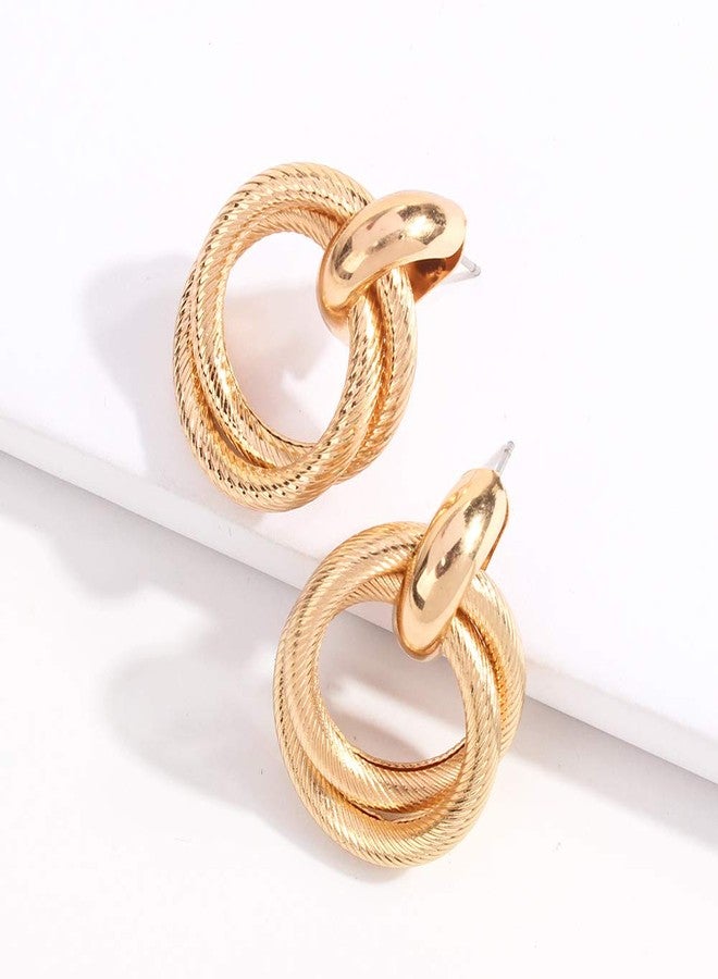 Aeoss Double Hoops Earrings Statement Gold Hoops for Women | Stylish Hoop Earrings for Women | Luxe Double Gold Hoops for Women/Girls - Image 5