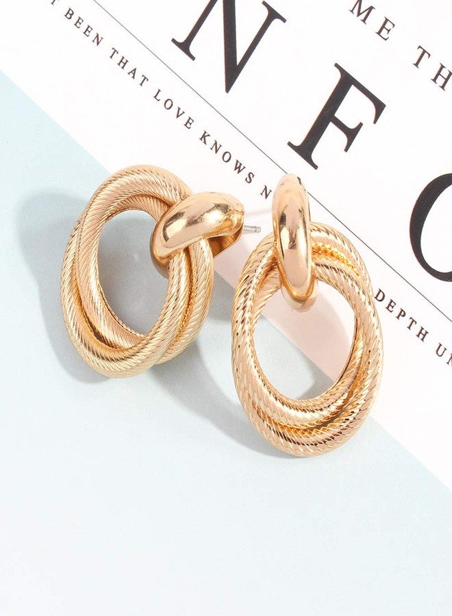 Aeoss Double Hoops Earrings Statement Gold Hoops for Women | Stylish Hoop Earrings for Women | Luxe Double Gold Hoops for Women/Girls - Image 4