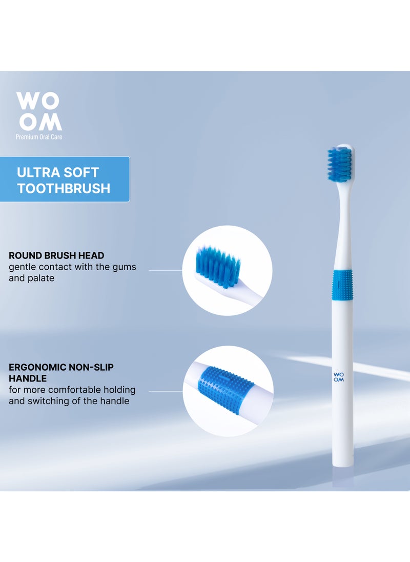 Toothbrush WOOM Ultra Soft (Blue Color), for Sensitive Teeth and Gums