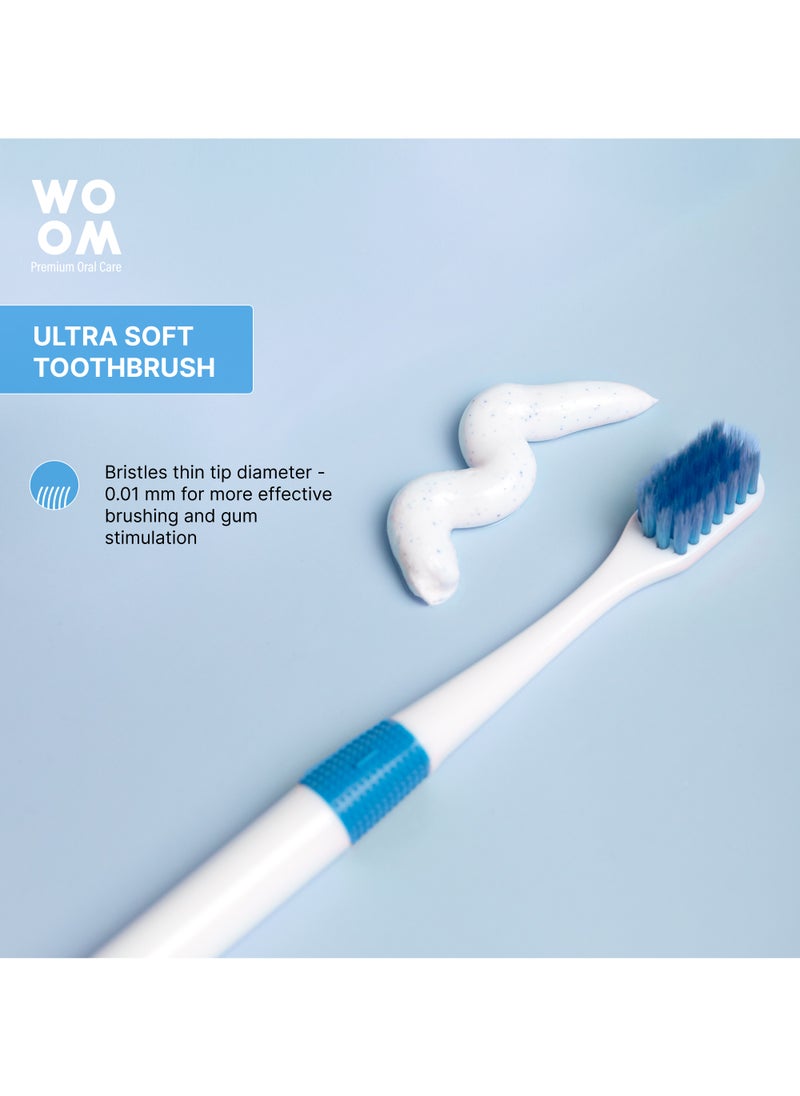 Toothbrush WOOM Ultra Soft (Blue Color), for Sensitive Teeth and Gums