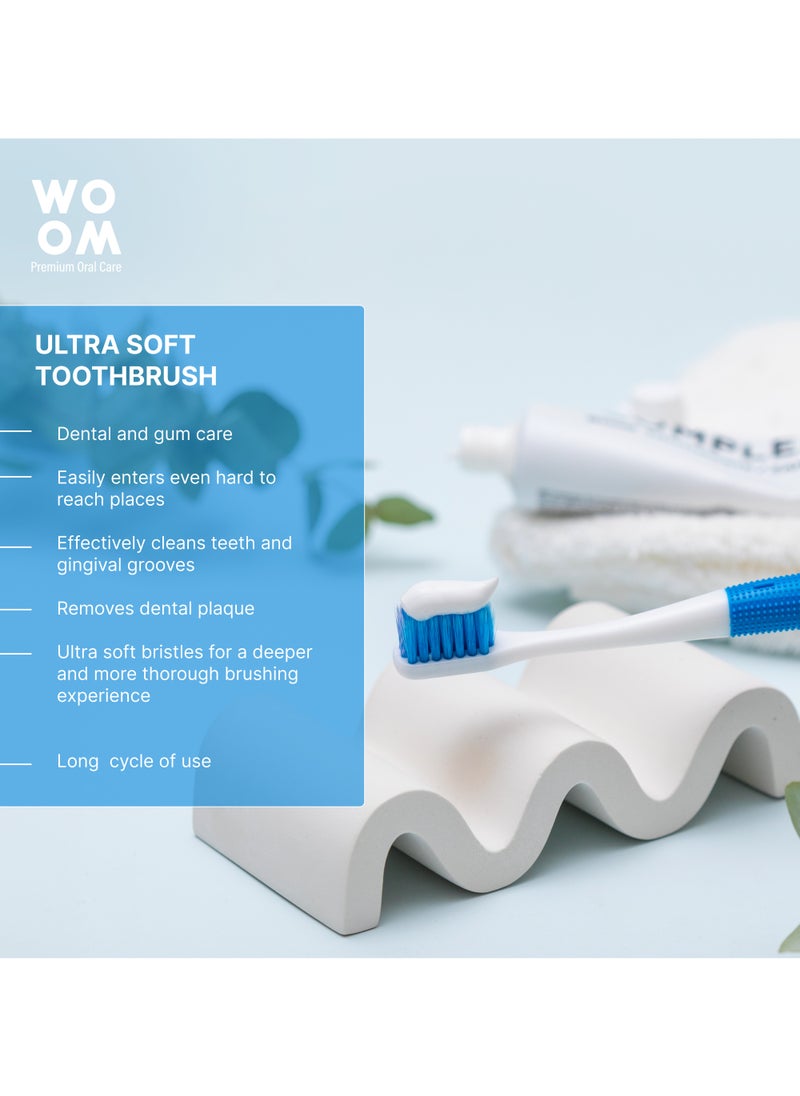 Toothbrush WOOM Ultra Soft (Blue Color), for Sensitive Teeth and Gums