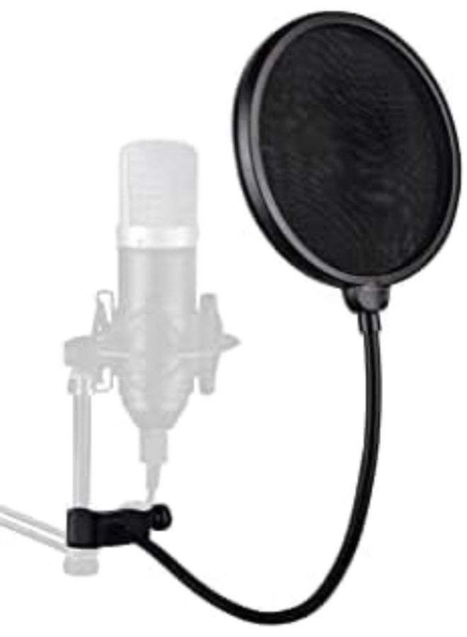 WS-04 Universal Microphone Pop Filter Mic Windscreen with 4-Layer Mesh & Flexible 360° Gooseneck for Studio Recording Podcasts - Image 2
