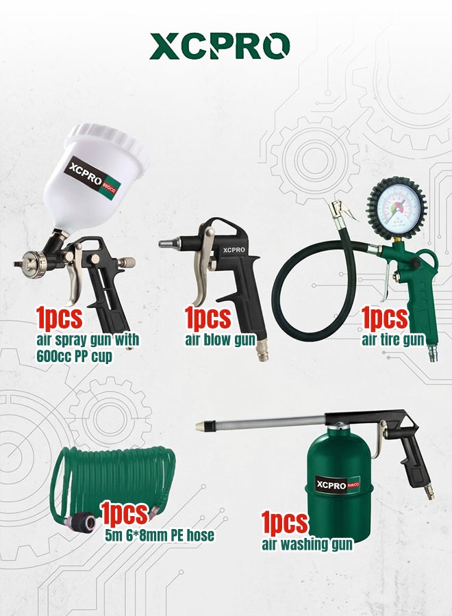 5PCS Air Tool Kit Set Spray Blow Inflate Hose 5m