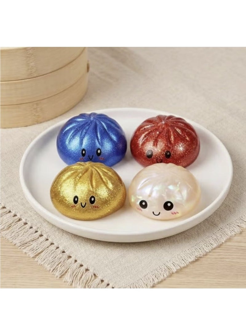 squishy Glitter Dumpling Squishy, Dumpling Squishies, Mystery Box, Colorful Dumpling Stress Balls Fidget, Jumbo Squishy Toy with Steamer Box, Soft Squeeze Decompression Dough (Glitter Mystery color) - Image 2