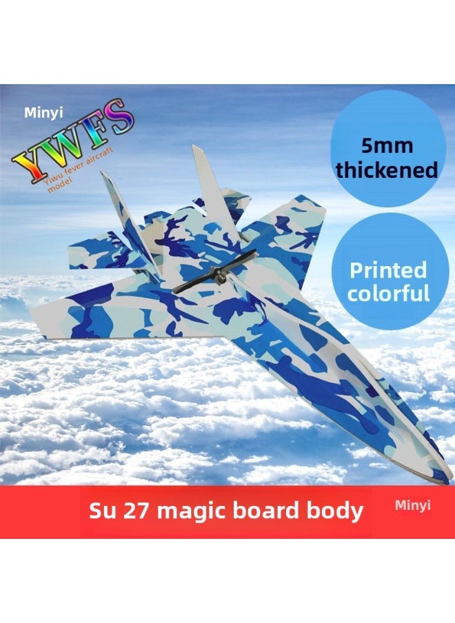 Generic - Su Su27J20 Su 35 J J10F22 Raptor Remote Control Aircraft Fall Resistant Magic Board Fixed Wing Assembled Model-Color:Su 27 Blue Camouflage-Specifications:1 Set Of Body + 1 Set Of Accessory Package - Image 1