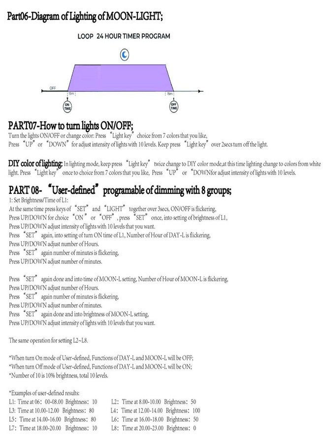 مؤقت إضاءة أحواض السمك من FGDTREE مع شاشة LCD، مؤقت/سطوع قابل للتعديل، وحدة تحكم في تعتيم الإضاءة الطبيعية، أداة إضاءة للحياة المائية - Image 3