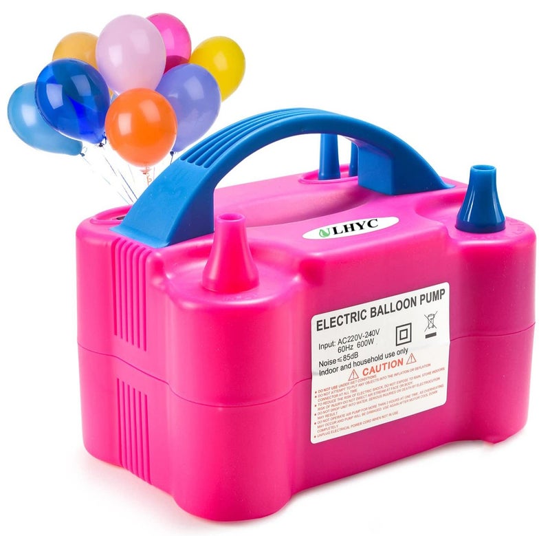 ULHYC Electric Balloon Pump with Dual Nozzles, Portable Air Pump for Arch Garland Party Decorations, Kids Birthday Baby Shower Party Supplies and Decorations, Pink - Image 1