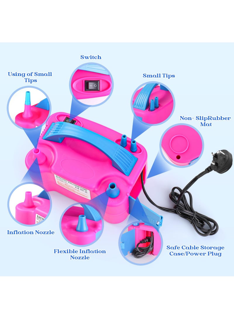 ULHYC Electric Balloon Pump with Dual Nozzles, Portable Air Pump for Arch Garland Party Decorations, Kids Birthday Baby Shower Party Supplies and Decorations, Pink - Image 2