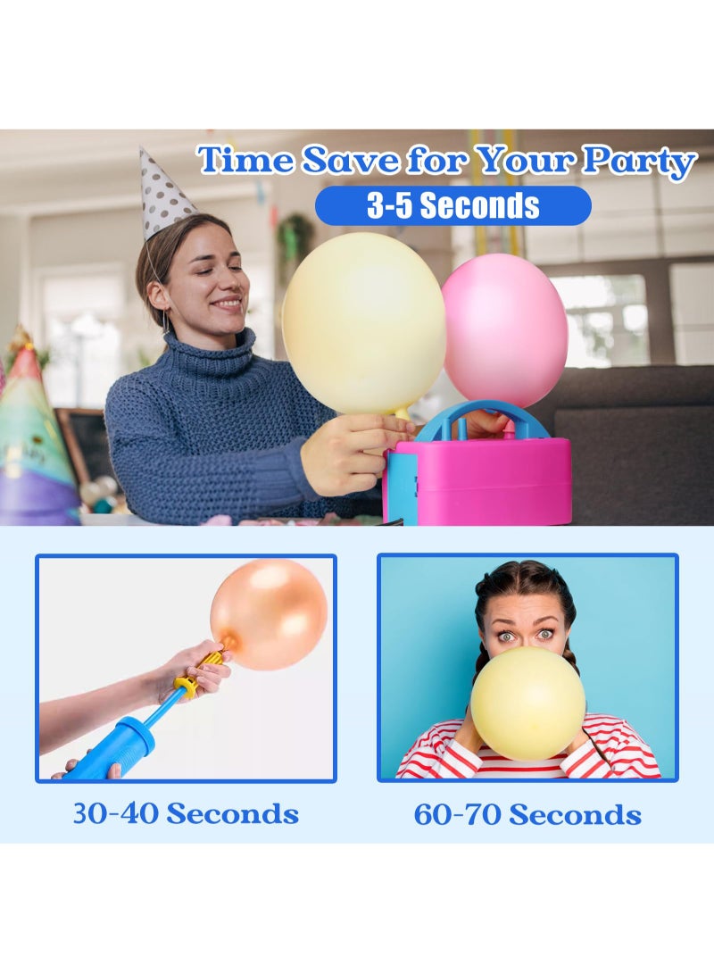 ULHYC Electric Balloon Pump with Dual Nozzles, Portable Air Pump for Arch Garland Party Decorations, Kids Birthday Baby Shower Party Supplies and Decorations, Pink - Image 4