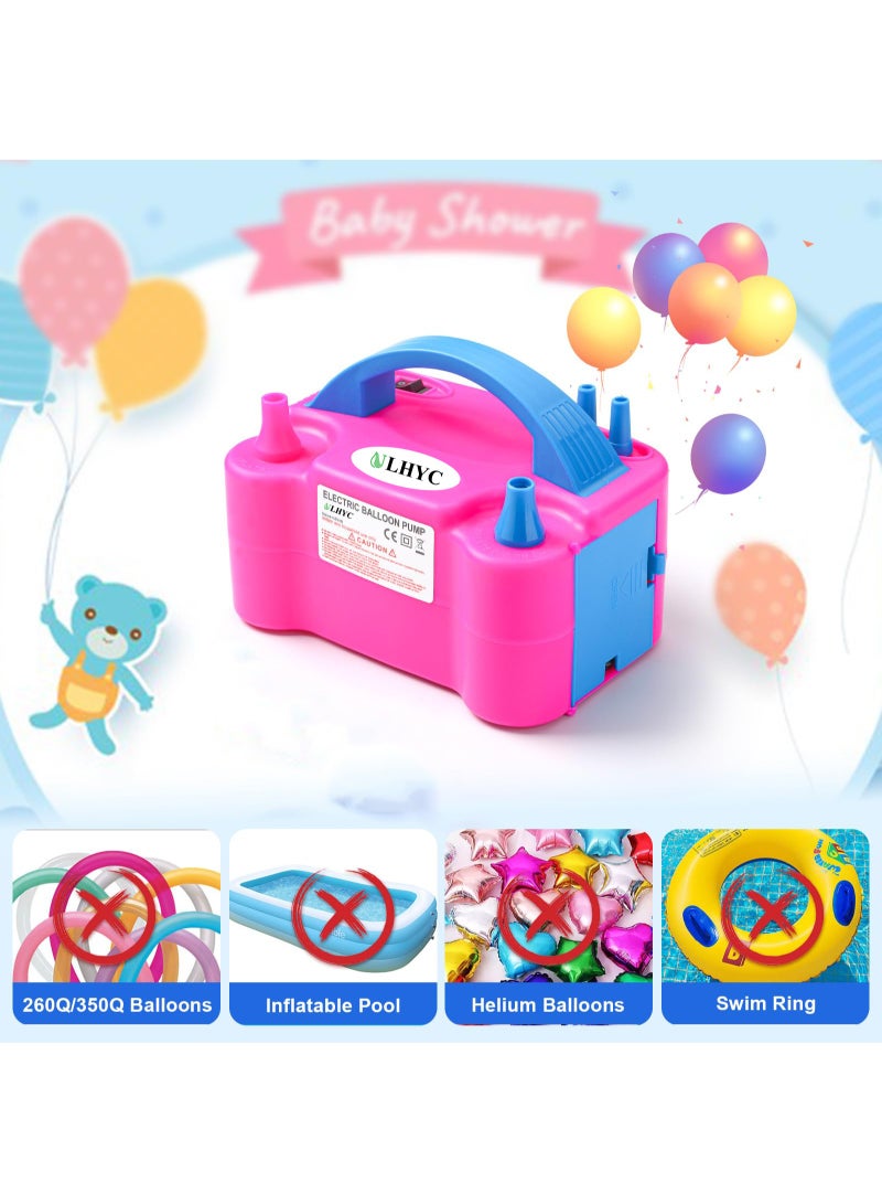 ULHYC Electric Balloon Pump with Dual Nozzles, Portable Air Pump for Arch Garland Party Decorations, Kids Birthday Baby Shower Party Supplies and Decorations, Pink - Image 5