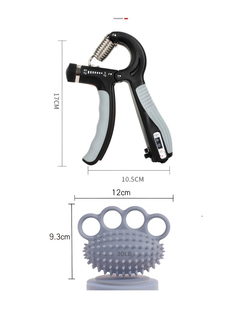 Loucky Grip Strength Trainer Kit, Silicone  Finger Grip Ball + Adjustable Hand Grip Strengthener (5-60kg) - Forearm Strengthener, Hand Exerciser for Muscle Building and Injury Recover - Image 2