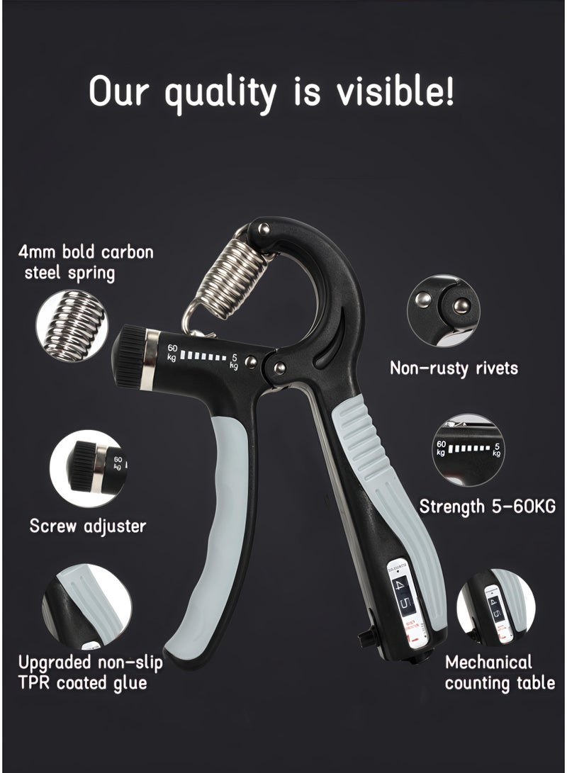 Loucky Grip Strength Trainer Kit, Silicone  Finger Grip Ball + Adjustable Hand Grip Strengthener (5-60kg) - Forearm Strengthener, Hand Exerciser for Muscle Building and Injury Recover - Image 3