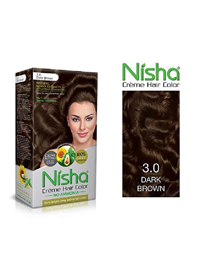 Nisha Cream Hair Color Rich Bright Long Lasting Hair Colouring For Ultra Soft Deep Shine 100% Grey Coverage Conditioning With Natural Herbs 120Gm Dark Brown (Pack Of 1) - Image 3