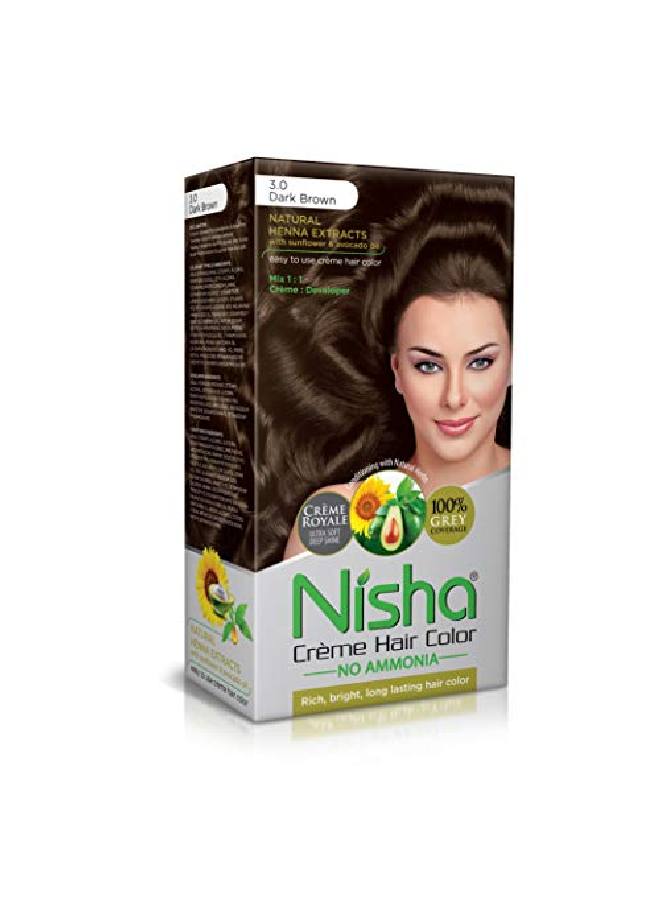 Nisha Cream Hair Color Rich Bright Long Lasting Hair Colouring For Ultra Soft Deep Shine 100% Grey Coverage Conditioning With Natural Herbs 120Gm Dark Brown (Pack Of 1) - Image 2