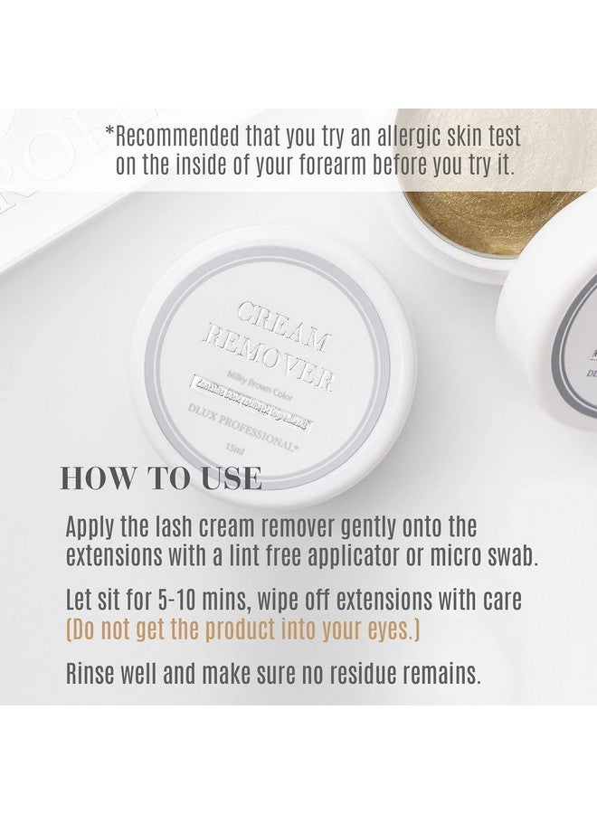 DLUX PROFESSIONAL Eyelash Extensions Cream Glue Remover - 15ml, Natural Pigment, Professional Eyelashes Extensions Adhesive Remover Cream Type, Fast Dissolution, Eyelash Extension Supplies, Oatmeal Color - Image 5