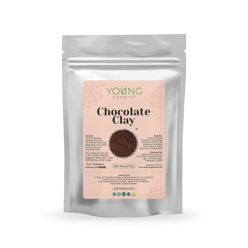 Young Chemist Chocolate Clay Removes Scars Treats Acne Glow Skin Raw Vegan and Organic with Skin Tightening Properties Paraben free Good for Body Face and Hair all Skin Type Powder Form White 1 kg - Image 1