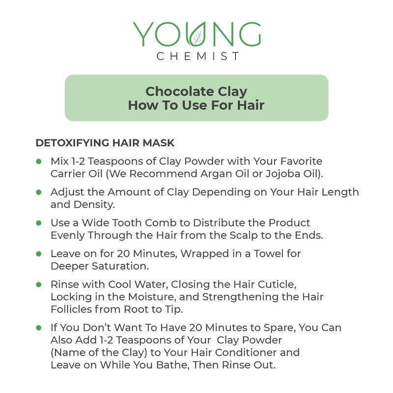 Young Chemist Chocolate Clay Removes Scars Treats Acne Glow Skin Raw Vegan and Organic with Skin Tightening Properties Paraben free Good for Body Face and Hair all Skin Type Powder Form White 1 kg - Image 5