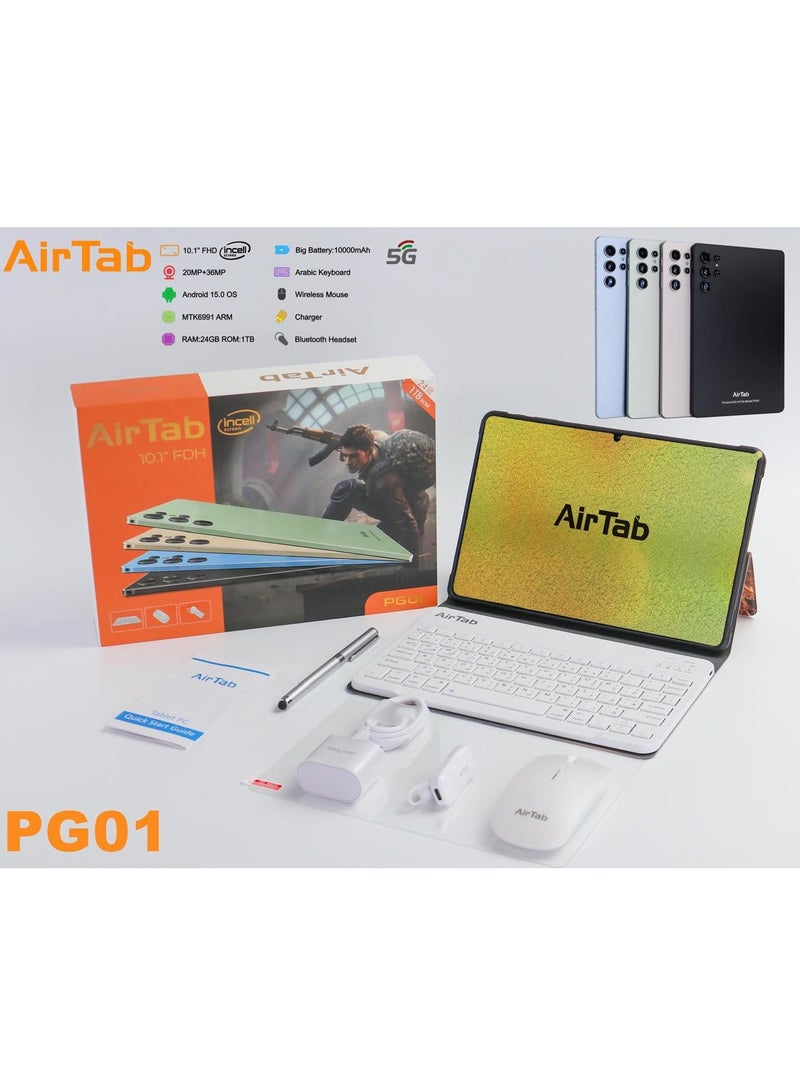 AirTab PG01 Smart Tablet 10.1-FHD Inch Display 10000mAh Battery Gold - Image 1