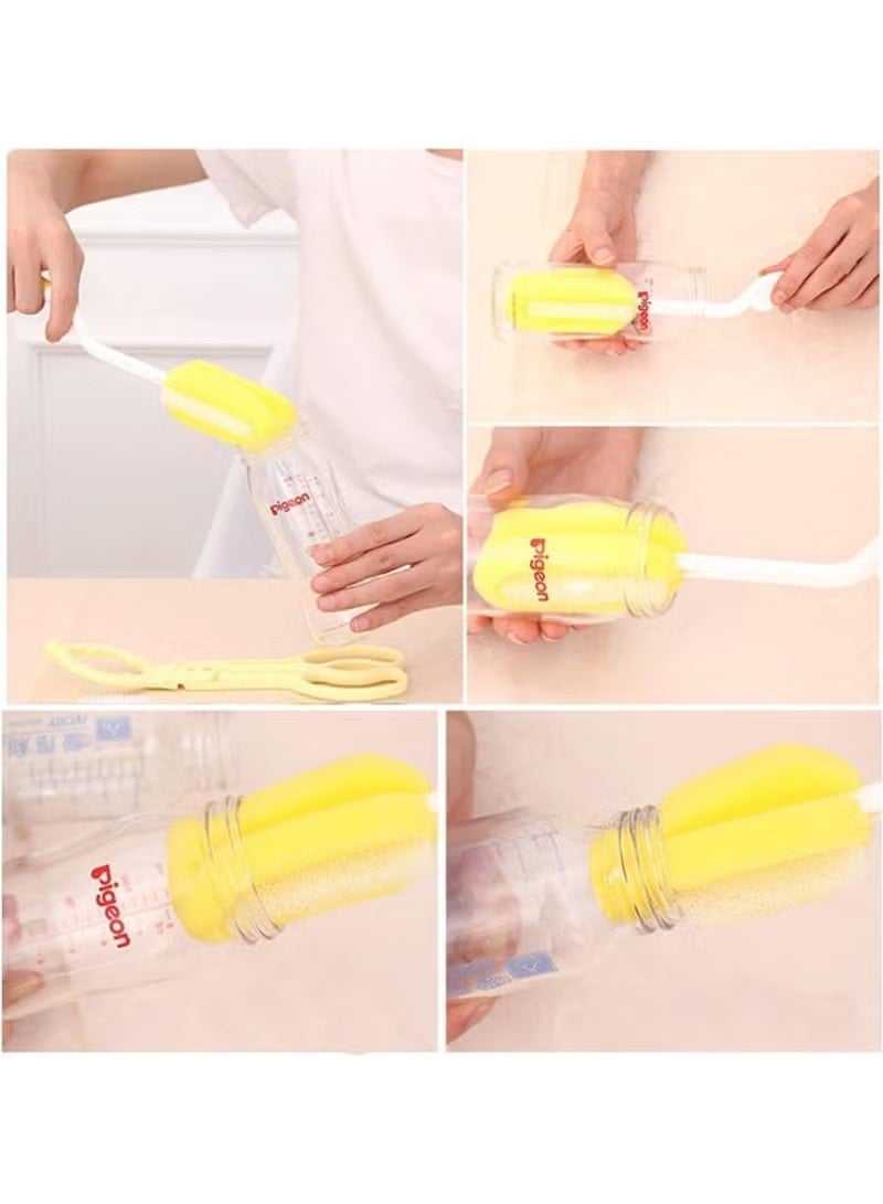 جيكومو 5قطع/مجموعة أداة تنظيف إسفنجة متعددة الوظائف، كوب زجاجة، فرشاة شفاطة، فرشاة حلمات رضيع الطفل، منظف غسيل زجاجة الرضاعة لون عشوائي، أصفر - Image 4