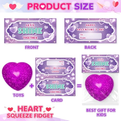 Duchong Valentines Day Gifts for Kids with Heart Stress Balls 24 Packs Valentines Day Cards for Kids School Stress Relief Squeeze Toys for Boys Girls Valentine Classroom Exchange Party Favors - Image 5