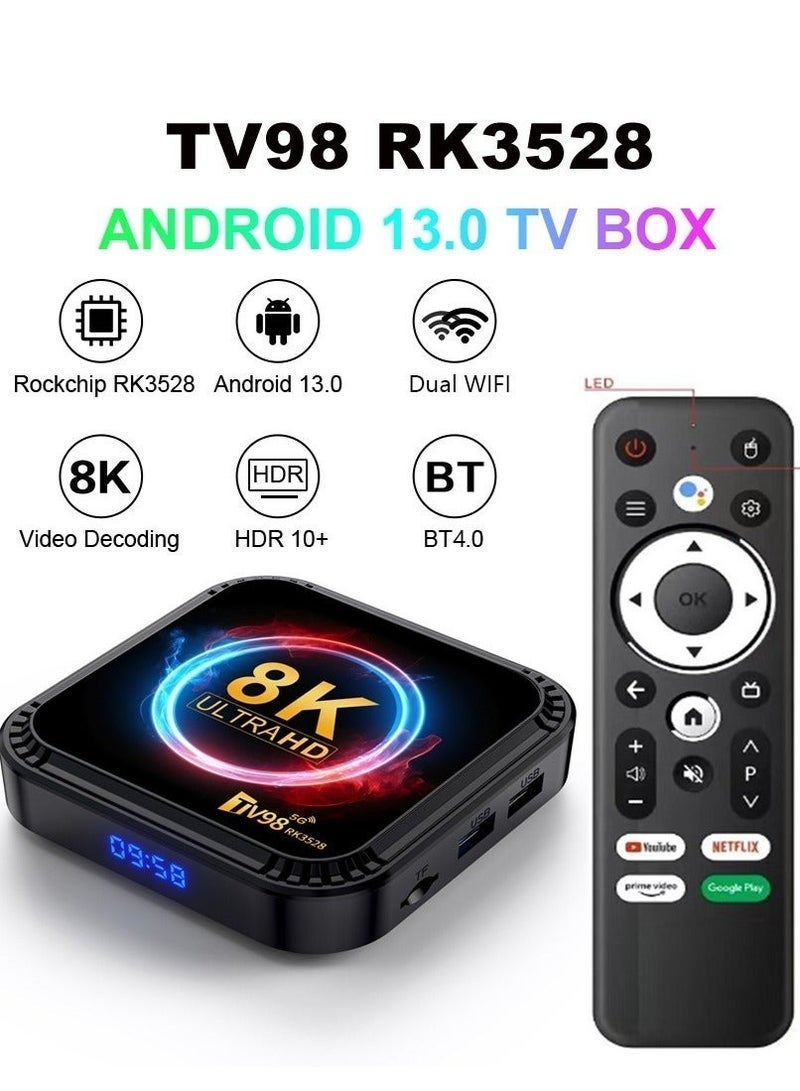 TV98 Smart TV Box Android 13.0 System 4G+64G Storage Dual WIFI6(2.4G/5G)+BT4.0 Support H.265/8K UHD Media Player - Image 1
