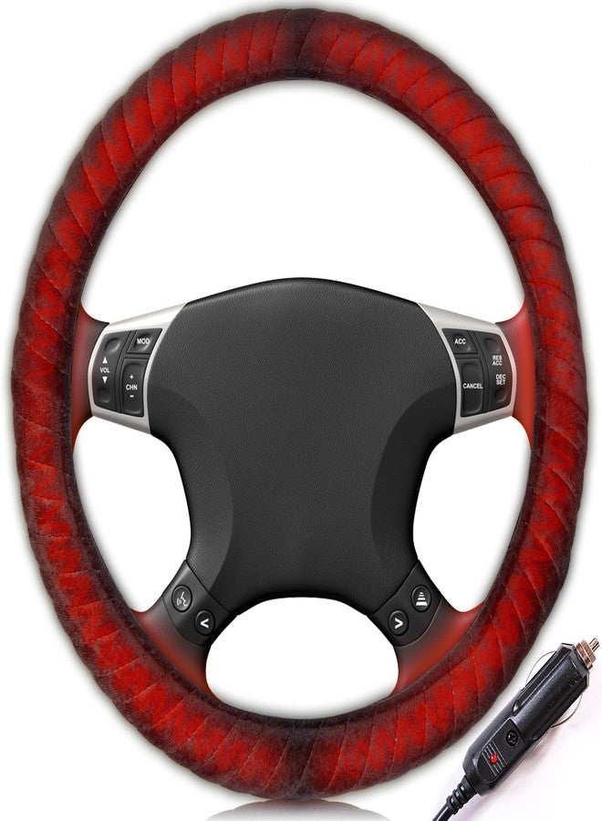 ZONETECH Zone Tech Car Steering Wheel 12V Heated Cover - Classic Black Premium Quality Ultra Comfortable 12V Vehicle Heated Wheel Protector - Image 1