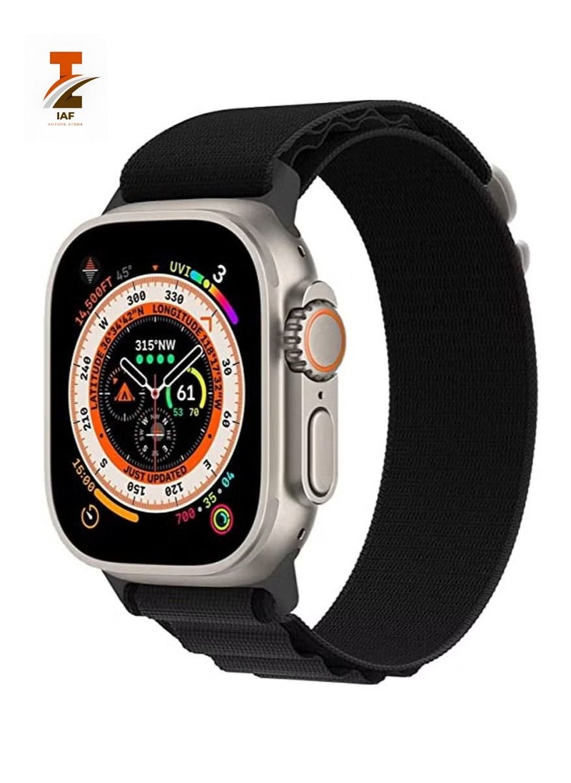 IAF - Loop Sport Nylon Watch Band Strap for Apple Watch Ultra 49mm/45mm/44mm/42mm Alpine Loop Black - Image 1