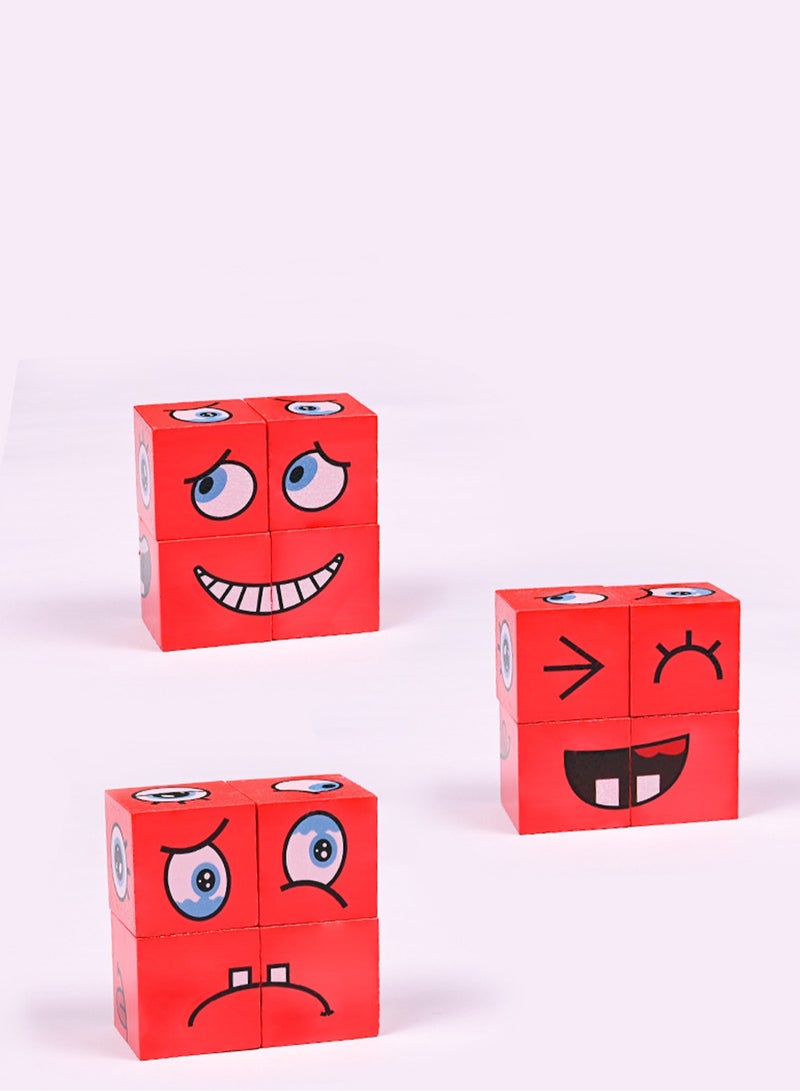 Wooden Expression Building Blocks 3D Puzzle Children's Educational Suitable For Over 3 Years Old Boys And Girls - Image 5