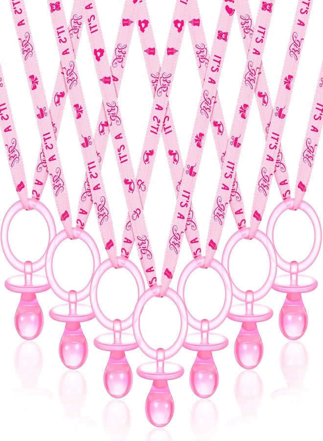 Coume 36 Pieces Baby Shower Pacifiers Necklace Acrylic Baby Party Favors Pacifiers Charm Necklace for Baby Shower Party Decorations Table Scatter(Pink) - Image 1