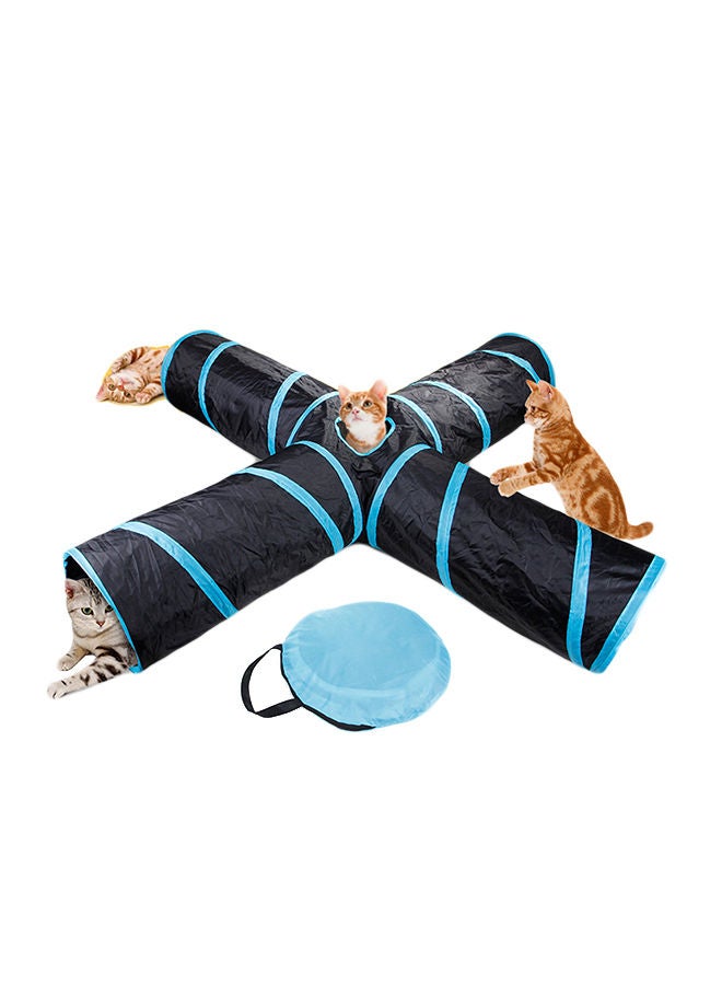 إسكدنيا لعبة نفق للقطط قابلة للطي بأربعة إتجاهات الأسود / الأزرق 31x4x31سم - Image 1