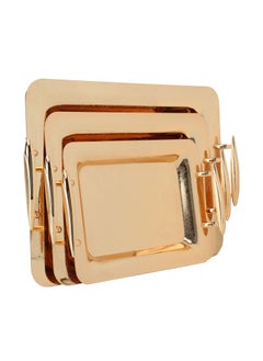 Alsaif Gallery A Rectangular Engraved Gilded Steel Tofa Set Of 3 Pieces  - Image 1