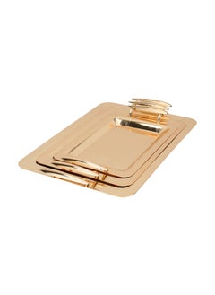 Alsaif Gallery A Rectangular Engraved Gilded Steel Tofa Set Of 3 Pieces  - Image 2