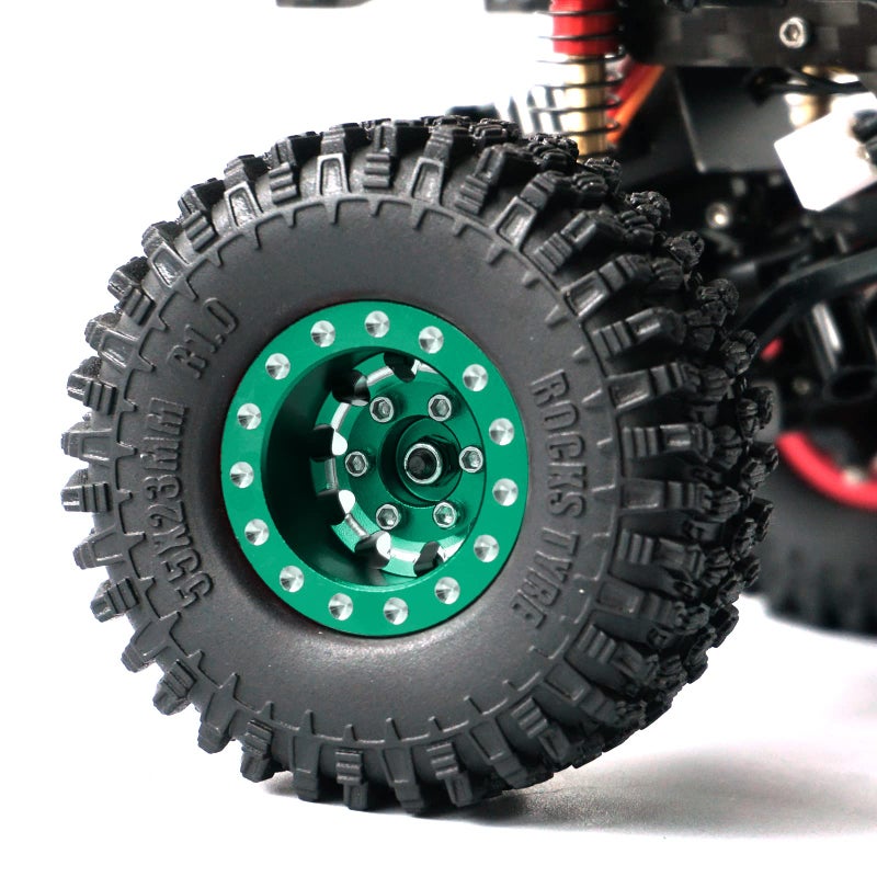 OGUNKE OGRC 1.0 Wheels Deep Dish Rims Negative Offset 7mm Wheels with New Compound 1.0 Tires for Axial SCX24 Gladiator Bronco C10 JLU Deadbolt RC Crawler Upgrades Parts (Green) - Image 2