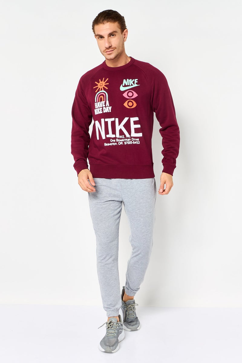 Nike سويت شيرت رياضي للرجال بأكمام طويلة مناسب في الهواء الطلق، مارون - Image 3