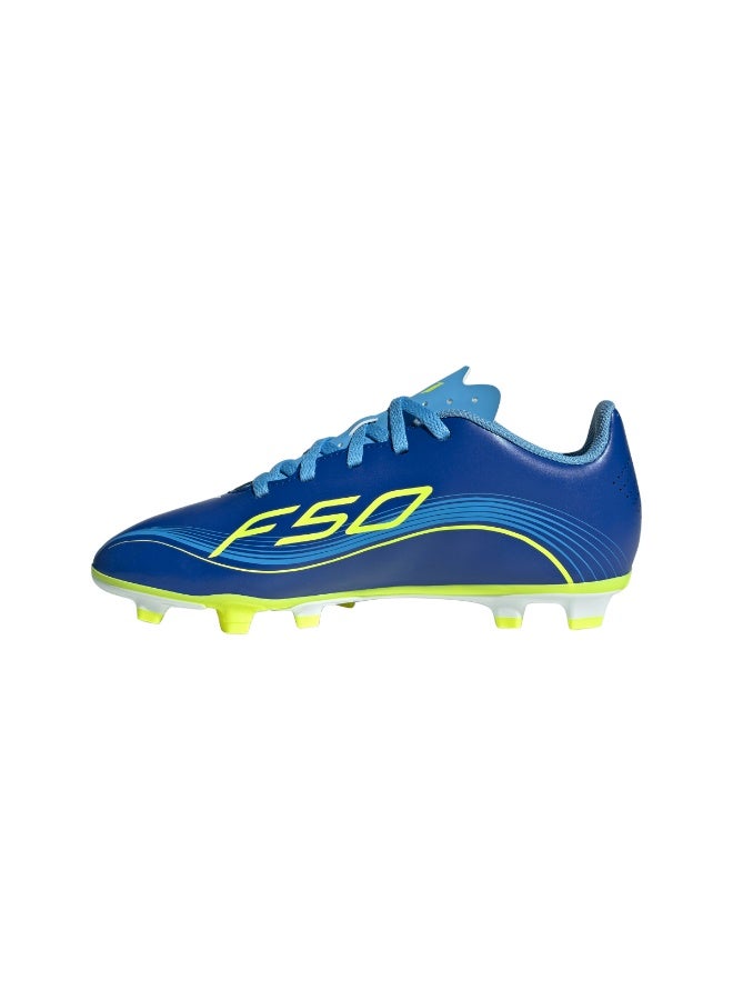 Adidas F50 Messi Club Firm/Multi-Ground Boots Kids - Blue/Solar Yellow - Image 4