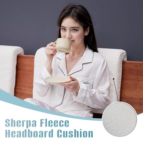 M Mute Touch 2PCS Dorm Bed Hanging Wood Headboard Back Cushion, Pillow with Removable Berber Fleece Cover, Upholstery Reading Cushions for Bedroom (Ivory) - Image 5
