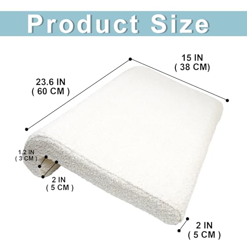 M Mute Touch 2PCS Dorm Bed Hanging Wood Headboard Back Cushion, Pillow with Removable Berber Fleece Cover, Upholstery Reading Cushions for Bedroom (Ivory) - Image 2