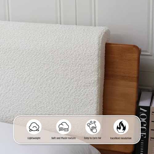 M Mute Touch 2PCS Dorm Bed Hanging Wood Headboard Back Cushion, Pillow with Removable Berber Fleece Cover, Upholstery Reading Cushions for Bedroom (Ivory) - Image 3