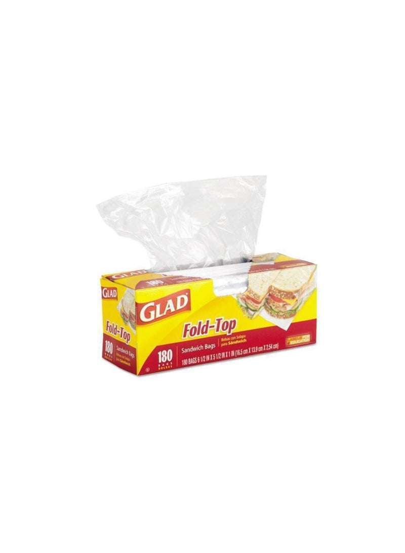 Glad Fold-Top Sandwich Bags, 180 Count - Image 1