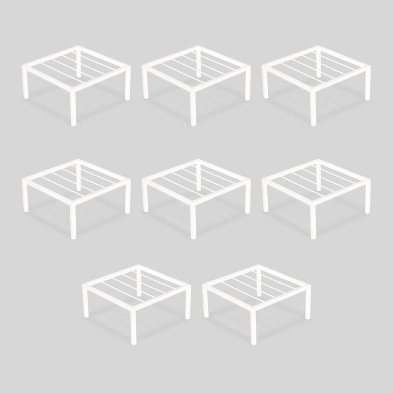 BonKaso Square (Pack of 8) Metal Plant Stand for Balcony & Garden (25.4x 25.4 x 12.7 cm) | Flower Pot Holder for Indoor & Outdoor Use | Decorative Planter Stand for Living Room & Home Decor- White - Image 5
