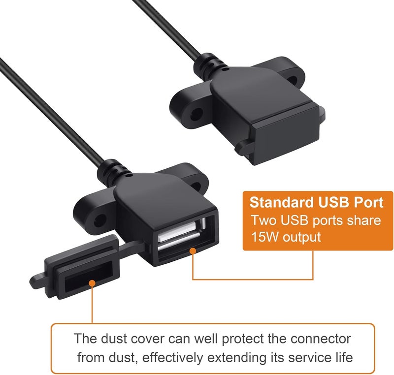 PlusRoc Waterproof 12V/24V to 5V Converter DC-DC Step Down Module Buck Converter Power Adapter (Dual USB Connectors with Dust Covers) - Image 2