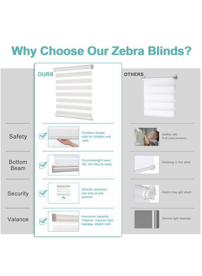 Changshade Cordless Zebra Roller Shade with Valance, Double Layered Window Blind for Day and Night, Light Filtering Window Treatment with Mesh and Opaque Fabric, 24 inches Wide, Beige RBS24BG72A - Image 4