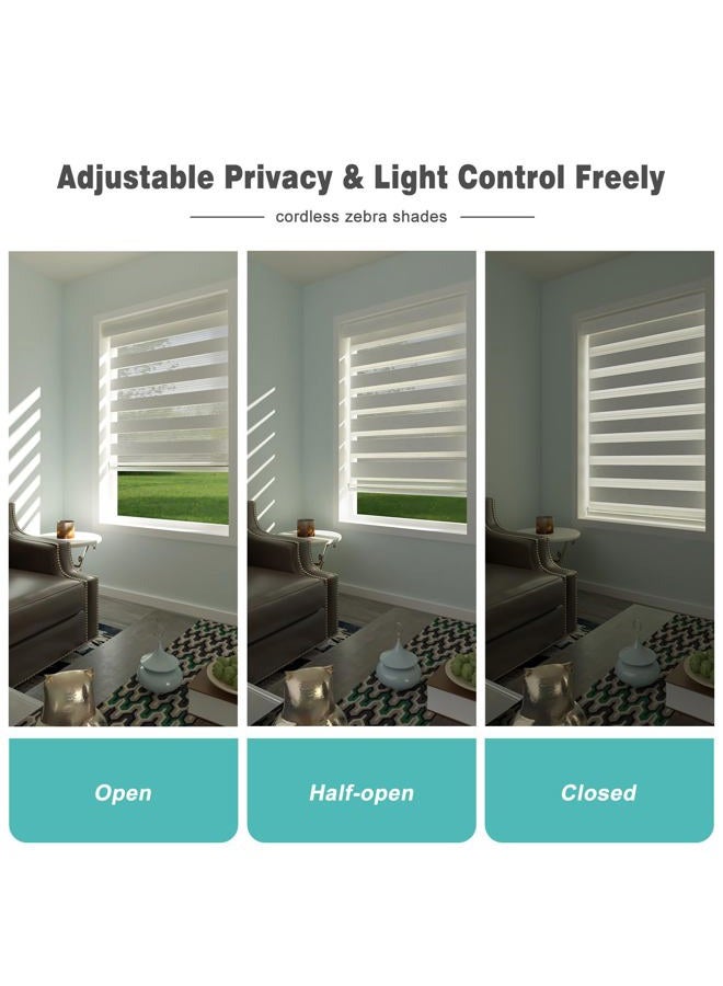Changshade Cordless Zebra Roller Shade with Valance, Double Layered Window Blind for Day and Night, Light Filtering Window Treatment with Mesh and Opaque Fabric, 24 inches Wide, Beige RBS24BG72A - Image 5