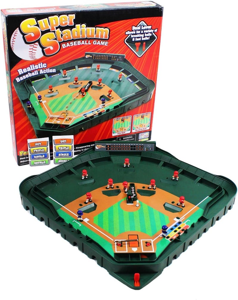 Game Zone Super Stadium Baseball Game - Realistic Tabletop Game for 2 Players Ages 6+ - Image 1