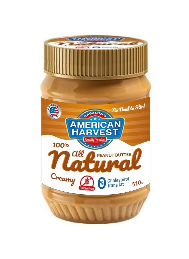 American Harvest All Natural Peanut Butter Creamy 510grams - Image 1