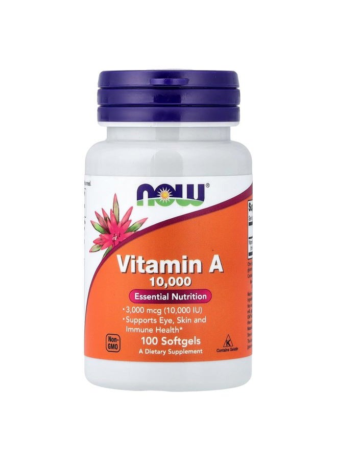 Now Foods, Vitamin A, 10, 000 Iu, 100 Softgels - Image 1