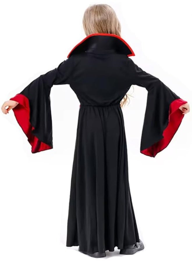 Brain Giggles Vampire Costume for Girls – Red & Black Velour Halloween Dress with Choker – Kids Vampire Costume for Halloween, Cosplay & Dress-Up - Image 4