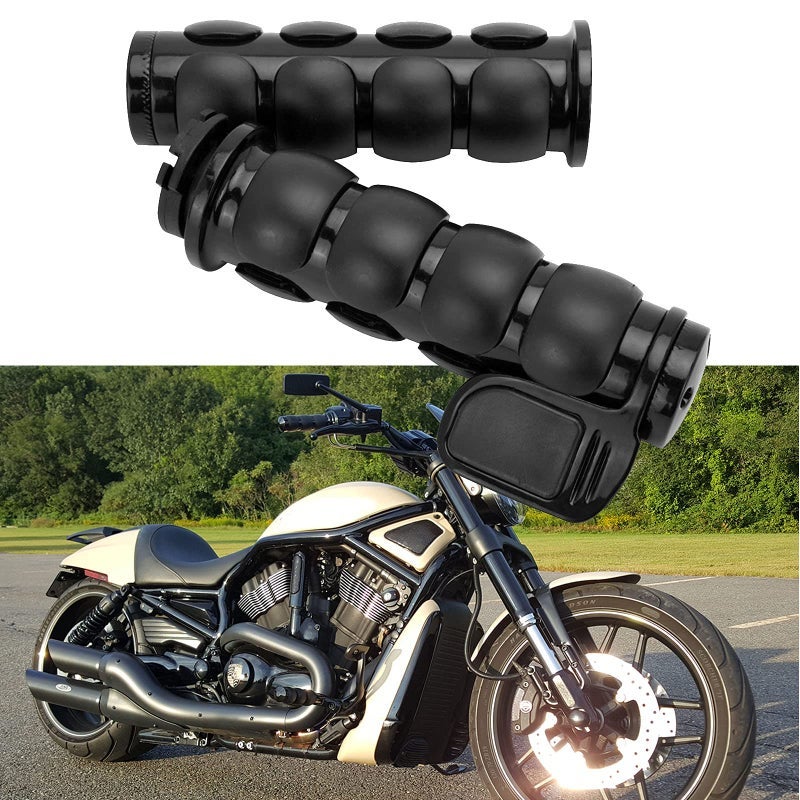 Pair of 1" Dual Black Motorcycle Bar End Hand Grips Handlebar Compatible with Cruisers Harley Yamaha Suzuki